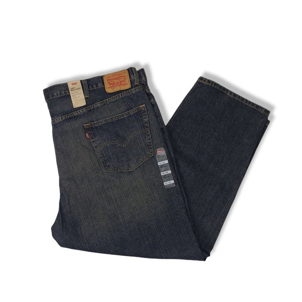 New Mens Levis 550 2765 Relaxed Jeans 50x30 Tapered Leg Weathered Dark Blue
